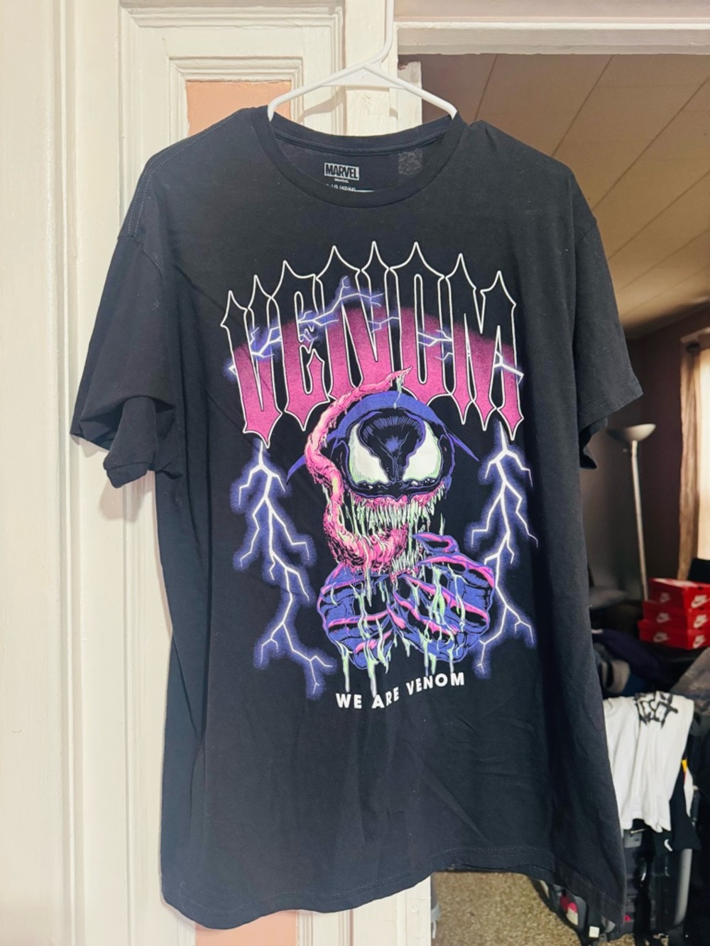 Marvel Venom Tee - Black with Neon Pink & Purple Artwork